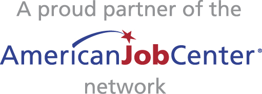 Logo image with a proud partner of the american job center network words on it